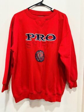 Spirit Red Pullover with Embroidered Chest Patch